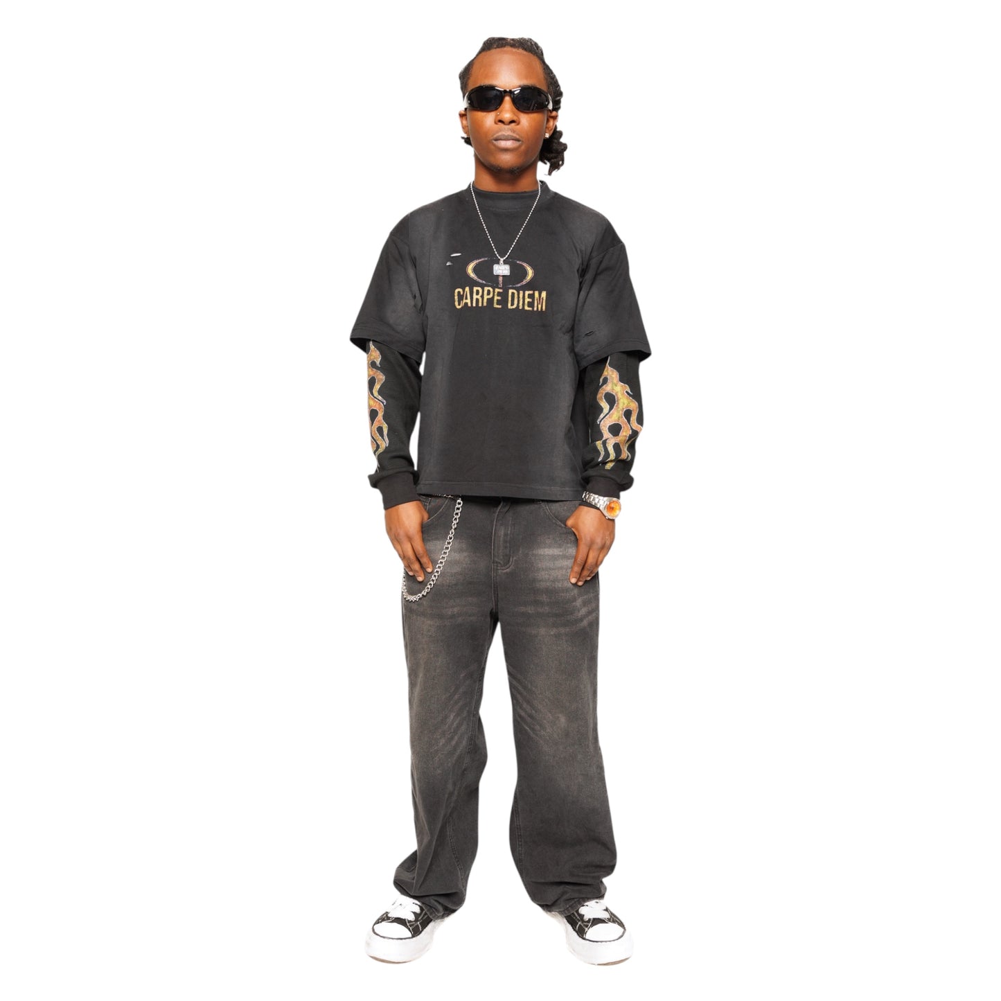 'SCORCHED LAYERS' LONG T (ORANGE)